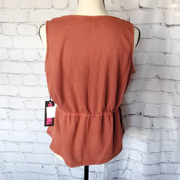 Rock and Roll Denim Waffle Knit Sleeveless Top - Picture 2 of 3